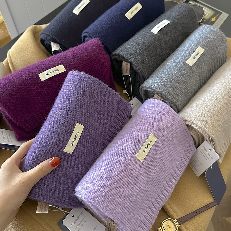 48-Color Pure Wool Scarf Autum - Muffler Men Wool ulasan dan harga