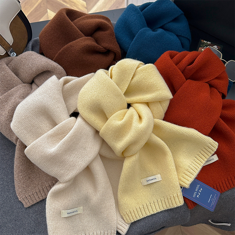 48-Color Pure Wool Scarf Autum - Muffler Men Wool ulasan dan harga