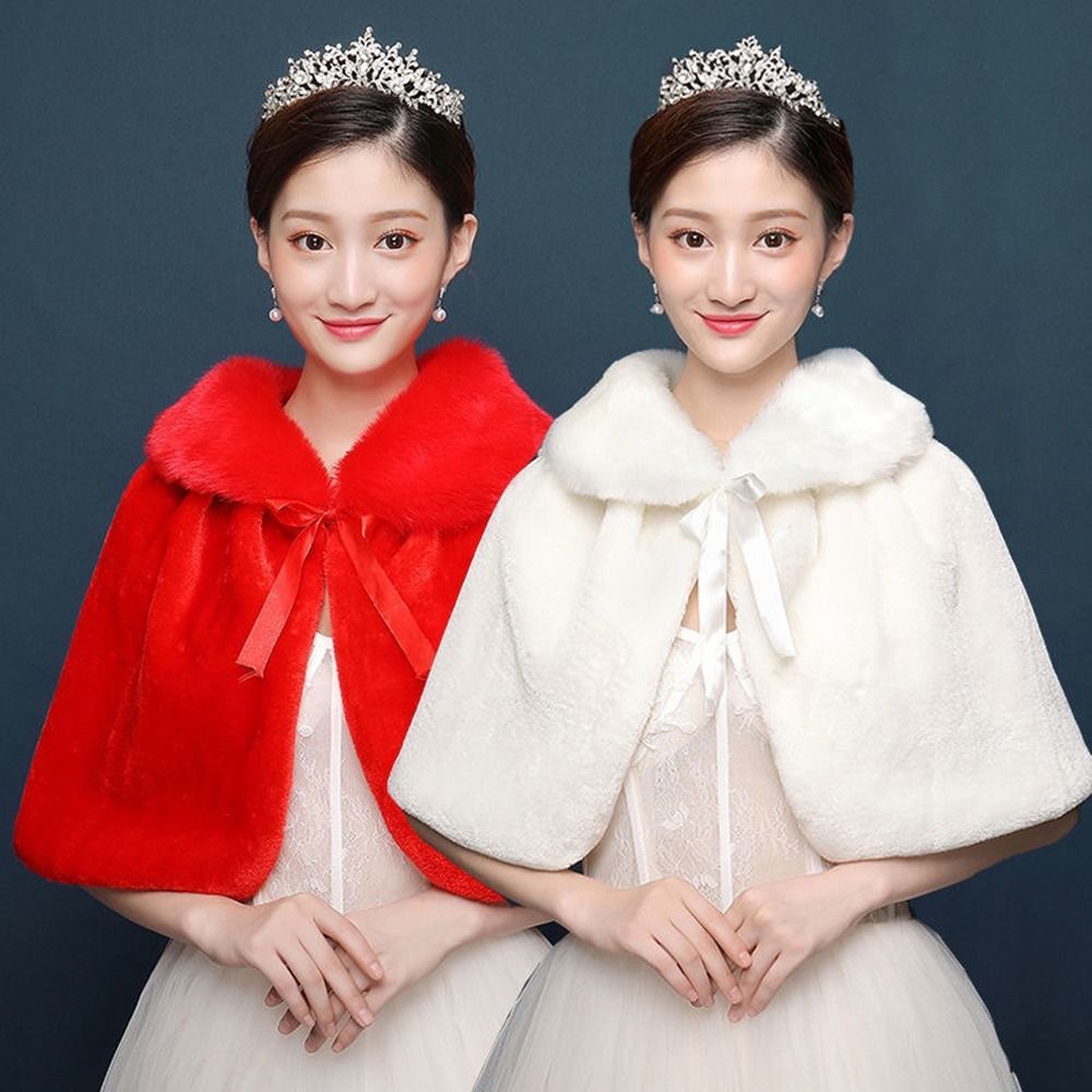 White Womens Winter Thicken Pl - Stole Wedding Shawl ulasan dan harga